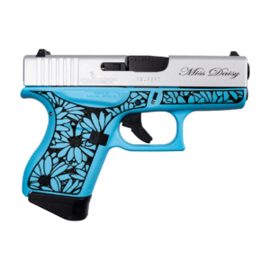 GLOCK 43 MISS DAISY 9MM 3.39'' 6-RD RASPBERRY BLUE AND SATIN ALUMINUM PISTOL