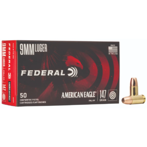FEDERAL AMERICAN EAGLE 9MM 147GR FMJ FLAT POINT